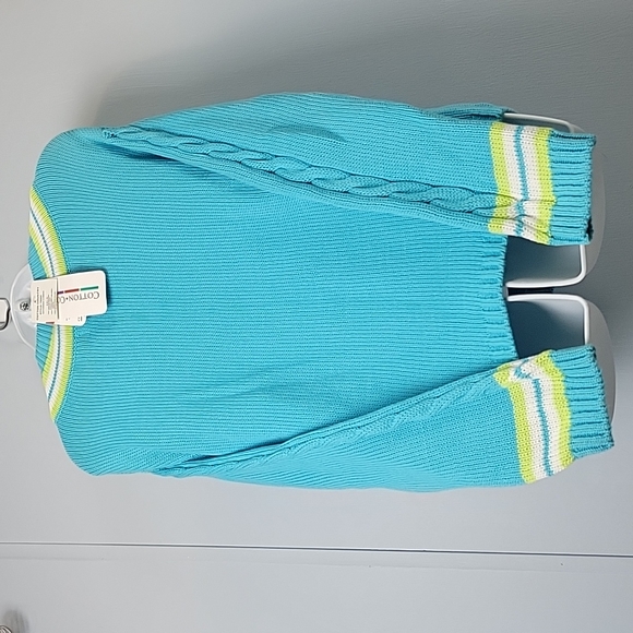 Cotton County Size M/M V-neck Knit Sweater Shirt Blue - Picture 6 of 6